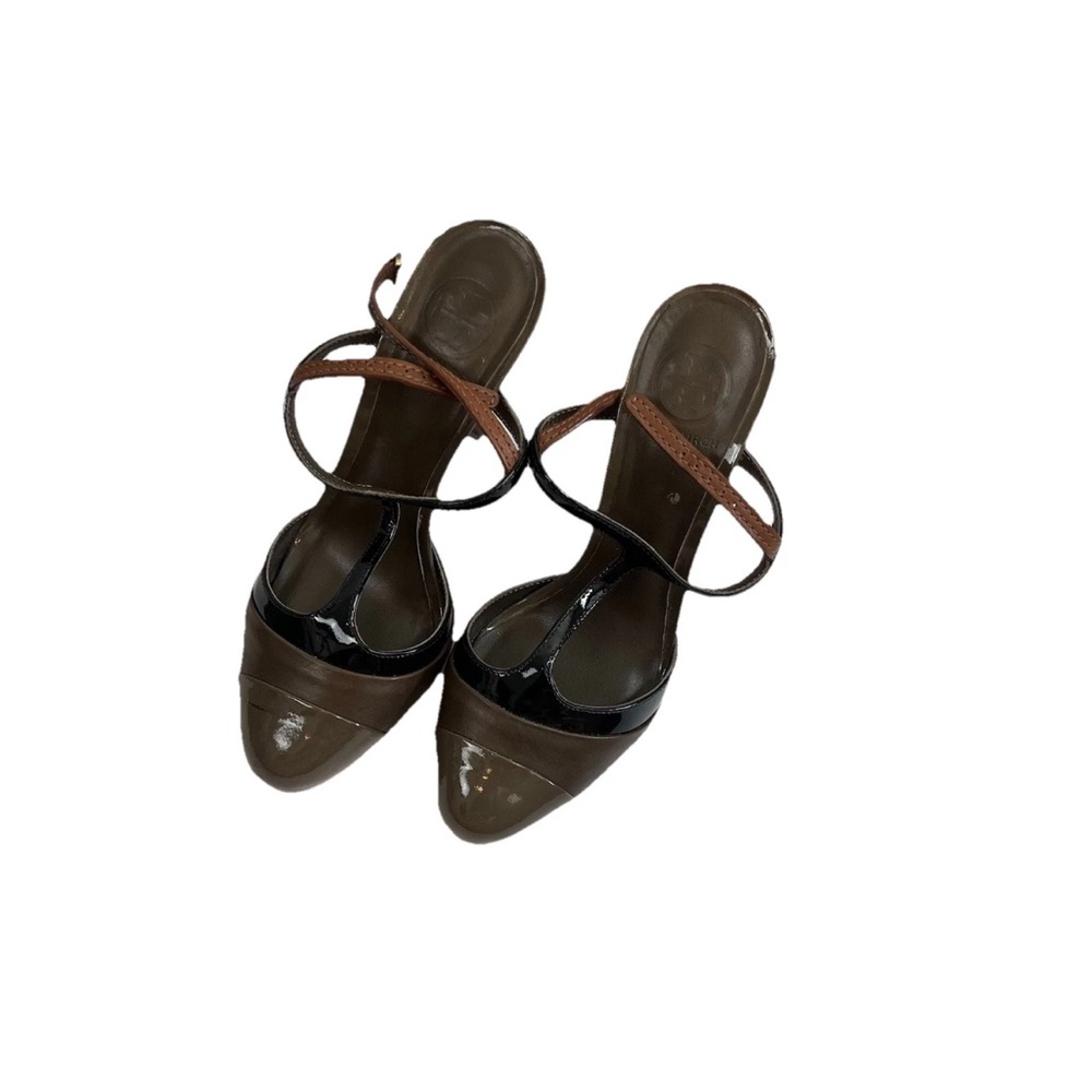 Tory Burch Lexa T Strap Slingback Heels 8.5 Two Tone Pumps - Picture 2 of 16